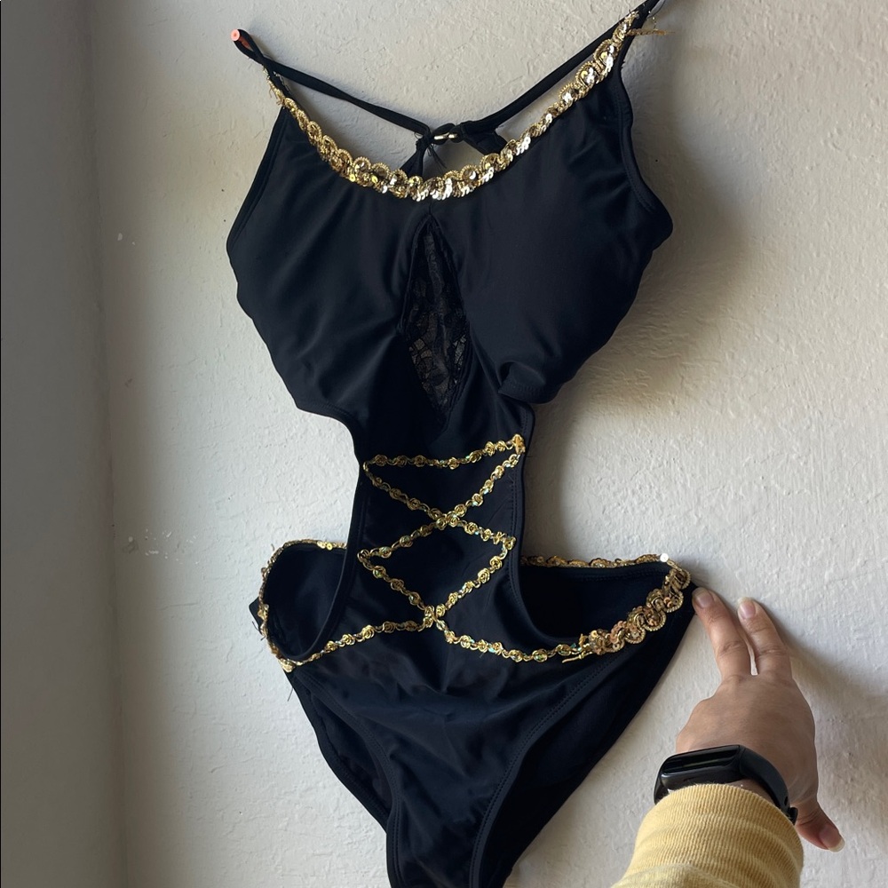 Black and Gold Cutout Costume